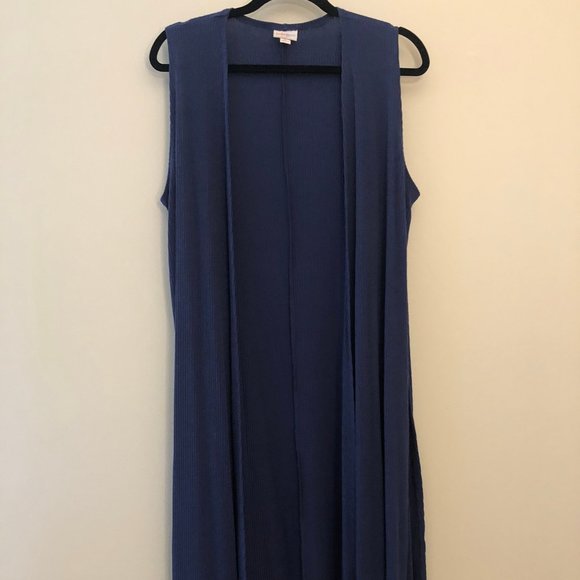 LuLaRoe Jackets & Blazers - LuLaRoe Joy Duster Vest Blue Ribbed